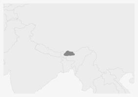 Karta av Asien med markerad bhutan Karta vektor