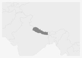 Karte von Asien mit hervorgehoben Nepal Karte vektor