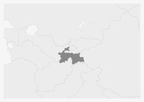 Karte von Asien mit hervorgehoben Tadschikistan Karte vektor