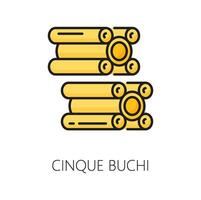 cinque buchi karneval italiensk pasta översikt ikon vektor