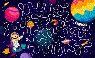 Kinder Galaxis Raum Labyrinth Spiel mit Astronaut vektor