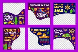 cinco de mayo mexikansk Semester försäljning erbjudande banderoller vektor