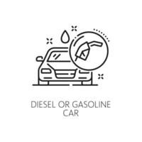 bil diesel eller bensin linje ikon, bil återförsäljare vektor
