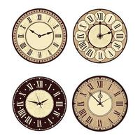 Vintage Uhr elegante antike Metalluhren Vektor-Illustrationen Minute Nummer Zifferblatt römischer Klassiker