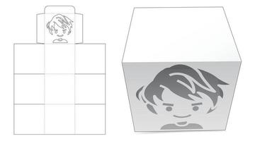 Cup Cake Box mit Mann Cartoon Fenster gestanzte Vorlage vektor