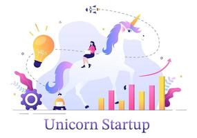 Einhorn-Business-Start-Symbol-Vektor-Illustration. Unternehmer für Entwicklungsprozess, Innovationsprodukt und kreative Idee sehen das Ziel, erfolgreich zu sein vektor