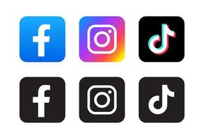 Facebook-, Instagram- und Tiktok-Logo vektor
