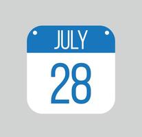 juli 28 ikon isolerat på ljus bakgrund. kalender vektor symbol modern för de månad av juli