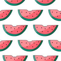 vattenmelon bitar frön massa bita sommar mönster vektor