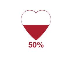 50 Prozent Herz. Design Herz Funktion eben, Gesundheit Design und Blut Status vektor