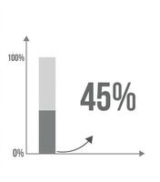 45 Prozent Bar Diagramm. Grafik Design von erhöhen, ansteigen im Prozentsatz, Statistiken, Geschäft und Finanzen Konzept isoliert auf Weiß Hintergrund vektor