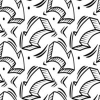 nahtlos Vektor Muster mit abstrakt Geschäft Pfeile. Hintergrund von Hand gezeichnet 3d geometrisch gebogen Zeiger. isoliert Fett gedruckt Kritzeleien zum Design von Kinder Kleidung, Kleid, Stoff, Textil, Scrapbooking.