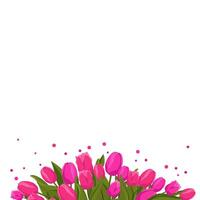 vår baner med rosa tulpaner för ord och text. vektor bakgrund mall med blommor för design, hälsning kort, ram, styrelse, flygblad, försäljning, affisch