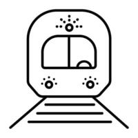 tåg, svart linje vektor ikon, metro vagn tecken, tunnelbana lokomotiv symbol