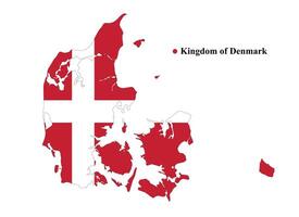 Danmark Karta med de flagga inuti. vektor illustration