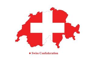 Schweiz Karte mit das Flagge innen. Vektor Illustration