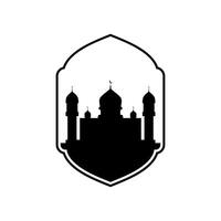 Moschee Vektor Symbol Illustration Design Vorlage. Kuppel Moschee und Tor beten Muslim Religion minimalistisch Logo Design Vektor Symbol Illustration Vorlage. Ramadan karem, eid Mubarak Vektor Illustration