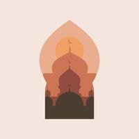 Moschee Vektor Illustration,. Ramadan kareem eid Mubarak abstrakt Vektor Design. modern Illustration mit Fenster, Bogen, Moschee Kuppel, Halbmond Mond. islamisch Hintergründe zum Gruß Karten, Plakate