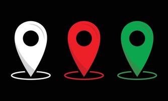 Ort Zeiger Symbol. Weiss, Rot, und Grün Standort, Stift, GPS. Vektor Illustration.