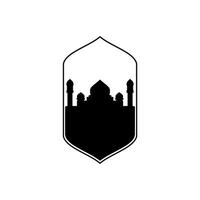 Moschee Vektor Symbol Illustration Design Vorlage. Kuppel Moschee und Tor beten Muslim Religion minimalistisch Logo Design Vektor Symbol Illustration Vorlage. Ramadan karem, eid Mubarak Vektor Illustration