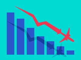bar Graf med röd flygplan ner vektor