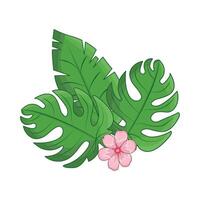 Illustration von Palme Blatt mit Blume vektor