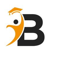 Bildung Logo auf Brief b mit Abschluss Hut Symbol. Abschluss Symbol vektor