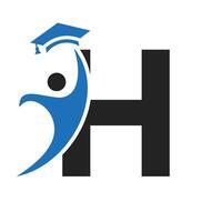 Bildung Logo auf Brief h mit Abschluss Hut Symbol. Abschluss Symbol vektor