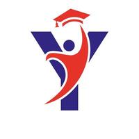 utbildning logotyp på brev y med gradering hatt ikon. gradering symbol vektor