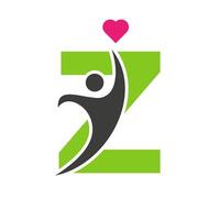 Gesundheit Pflege Logo auf Brief z Liebe, Herz Symbol. Nächstenliebe Logo vektor