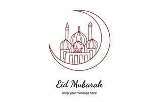 eid Mubarak Mond und Moschee schön Hintergrund mit Vektor