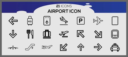 Flughafen Symbole Sammlung. Reise Vektor Symbole zum Benutzer Schnittstelle Design. Flughafen Symbol Satz.