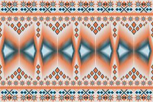 Ikat Muster mit ein geometrisch Blume Design Blau Orange Design zum drucken Textil- Teppich vektor