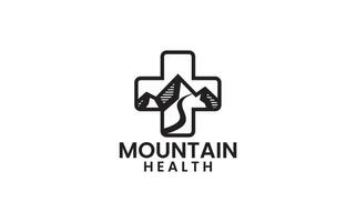 medicinsk korsa berg utomhus- logotyp design vektor