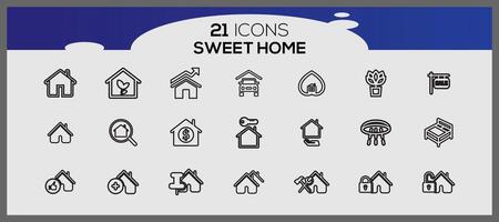 Zuhause Symbole Sammlung. einstellen von landwirtschaftlich Symbole Vektor Illustration eben Konzept. Süss heim, süß heim.