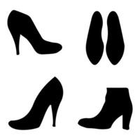 Symbol einstellen von Frauen Schuh Silhouette vektor
