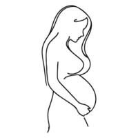 Single kontinuierlich schwarz Linie Kunst Zeichnung linear Kunst Medizin Gesundheit Pflege Schwangerschaft gesund mit schwanger Essen Gekritzel Vektor Illustration