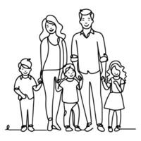 kontinuierlich einer schwarz Linie Kunst Zeichnung glücklich Familie Vater und Mutter mit Kind Kritzeleien Stil Vektor Illustration auf Weiß