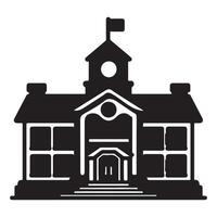 Gekritzel schwarz Linie Schule Gebäude Symbol eben Silhouette bauen Vektor Illustration auf Weiß Hintergrund