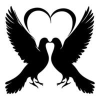 Vögel fliegen zu machen ein Herz gestalten von Liebe. Hand Zeichnung Geburt Silhouette schwarz Gliederung Kunst isoliert auf Weiß Hintergrund, Vektor Illustration