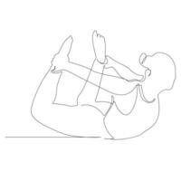 kontinuierlich einer Linie Zeichnung im Yoga Pose Übung minimalistisch Design Vektor Kunst und Illustration