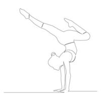 kontinuierlich einer Linie Zeichnung im Yoga Pose Übung minimalistisch Design Vektor Kunst und Illustration