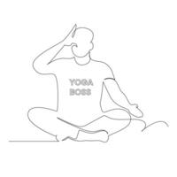 kontinuierlich einer Linie Zeichnung im Yoga Pose Übung minimalistisch Design Vektor Kunst und Illustration
