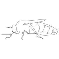 kontinuierlich einer Linie Zeichnung von fliegend Biene einfach Illustration Biene Linie Kunst Vektor Illustration