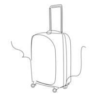 trolly väska kontinuerlig ett linje konst vektor av bagage design och illustration