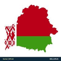 Vitryssland - Europa länder Karta och flagga vektor ikon mall illustration design. vektor eps 10.