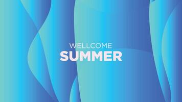 Välkommen sommar i abstrakt kall blå bakgrund vektor