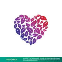 natur löv dekorativ kärlek. färgrik blad hjärta form ikon vektor logotyp mall. illustration design. vektor eps 10.