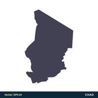 Tschad - - Afrika Länder Karte Symbol Vektor Logo Vorlage Illustration Design. Vektor eps 10.