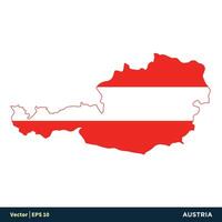 österrike - Europa länder Karta och flagga vektor ikon mall illustration design. vektor eps 10.